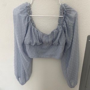 Light blue SHEIN crop top long sleeve dots like new condition